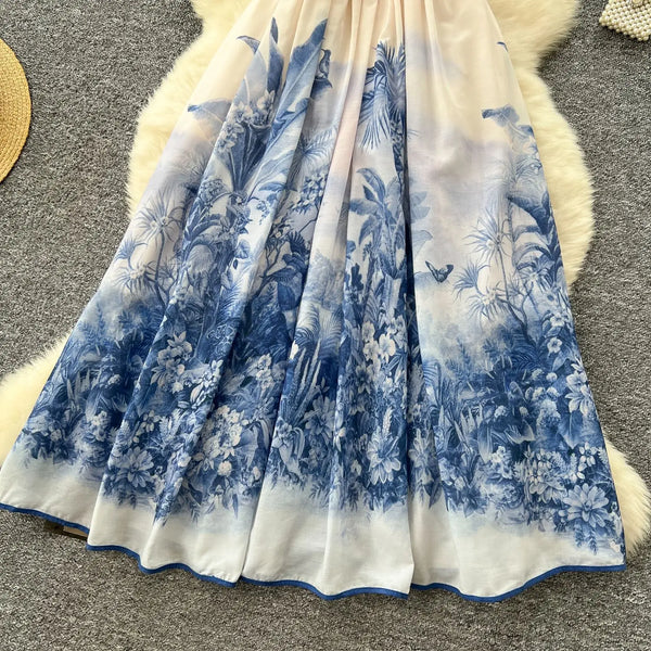 Classic A-Line V-Neck Pleated Bodice MIDI Dress