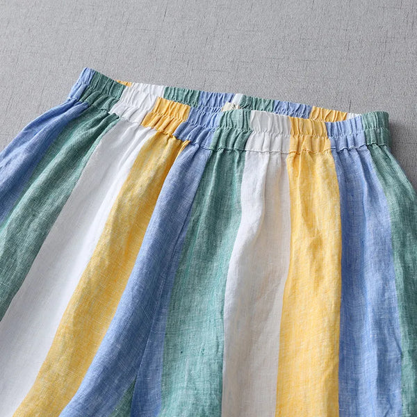 Vintage Colorful Cotton Linen Cropped Palazzo Pants