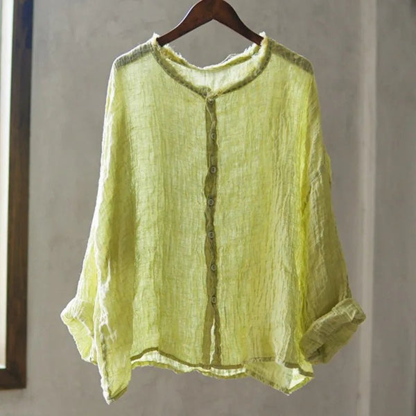 100% Linen Breathable Cooling Long Sleeved Shirt - Wigging It Etc