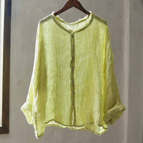 100% Linen Breathable Cooling Long Sleeved Shirt
