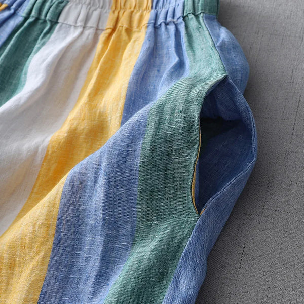 Vintage Colorful Cotton Linen Cropped Palazzo Pants