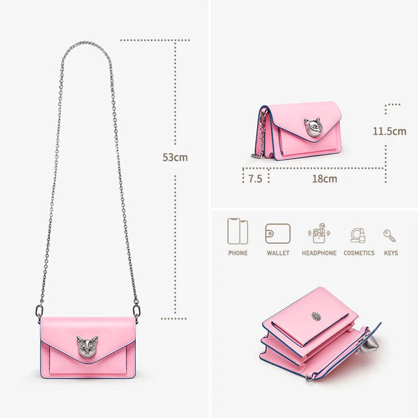 Exquisite Genuine Leather Chain Strap MINI Crossbody+Shoulder  Bag