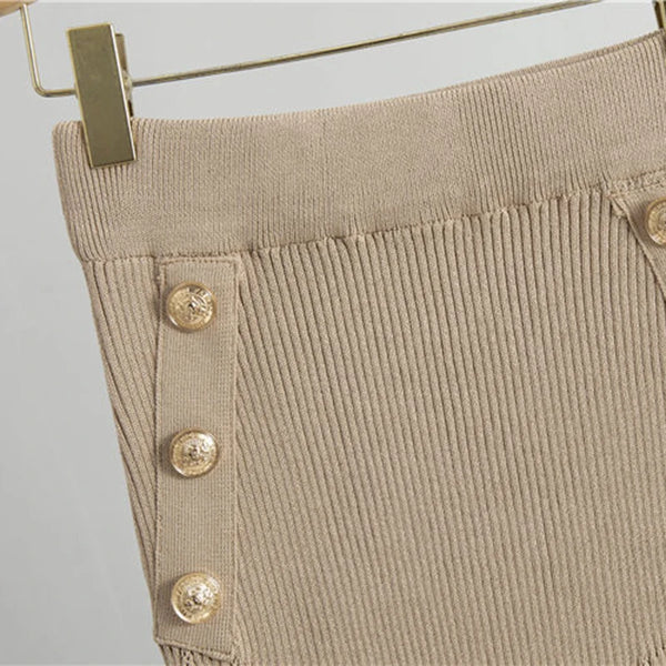 3 Piece Ribbed Cotton Blend Sweater + Top + MAXI Skirt Set