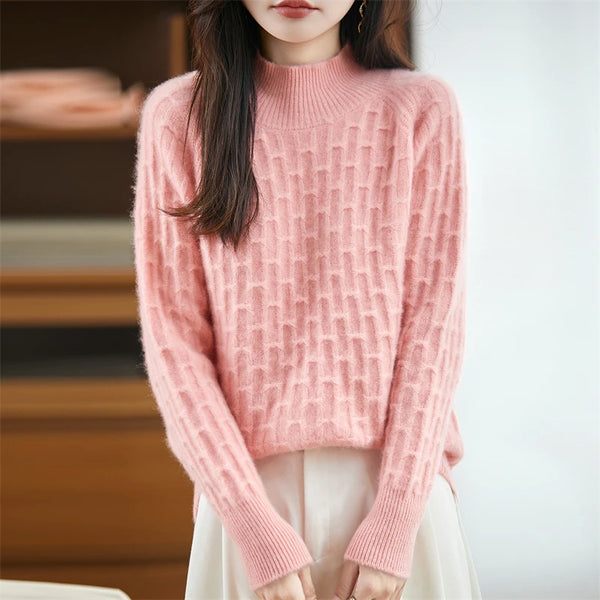 Elegant Baby Soft 100% Merino Wool Half Turtle Neck Pullover Sweater