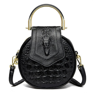 Luxury Designer Circle Crocodile Pattern Shoulder Bag