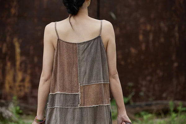 Ultra Comfy Breathable Ramie + Cotton Patchwork A-Line MAXI Sundress