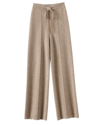 100% Pure Wool 100% Cashmere Blend Pleated Palazzo Knit Pants