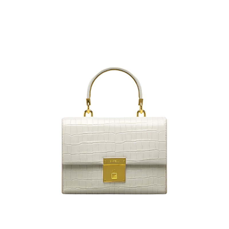 High-End Luxury Crocodile Grain Genuine Leather Top Handle Shoulder Bag