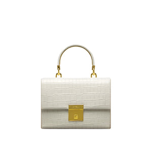 High-End Luxury Crocodile Grain Genuine Leather Top Handle Shoulder Bag