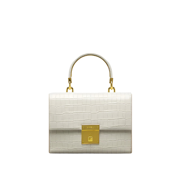 High-End Luxury Crocodile Grain Genuine Leather Top Handle Shoulder Bag