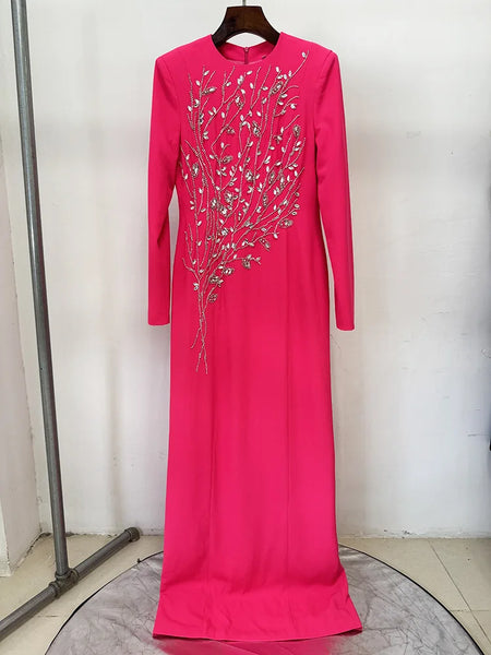 Exquisite Cotton Blend Beaded A-Line Special Occasion MAXI Gown