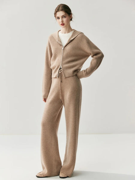 Ultra Plush 100% Premium Grade Alxa Cashmere Hoodie Pullover Sweater + Palazzo Pants