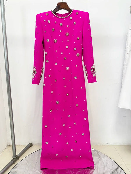 Cotton Blend Expertly Beaded Timeless A - Line Special Occasion Gown - Wigging It Etc