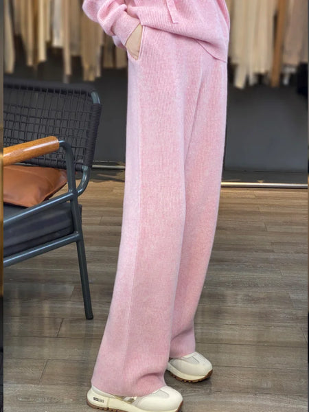 2 Piece 100%Australian Wool Hoodie + Palazzo Pants Set