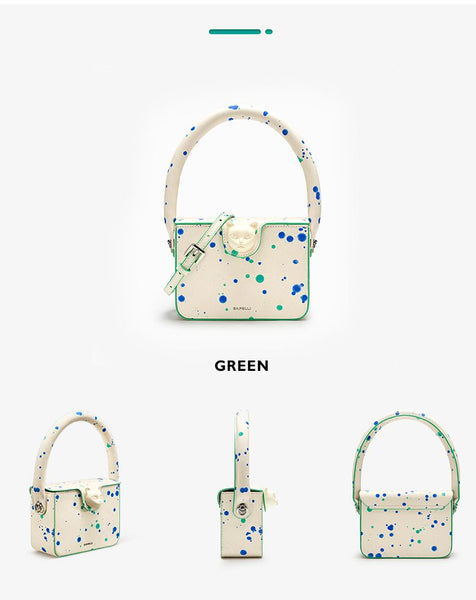 Exquisite Stylish Speckled 100% Genuine Leather Boxy Hand+Shoulder Bag