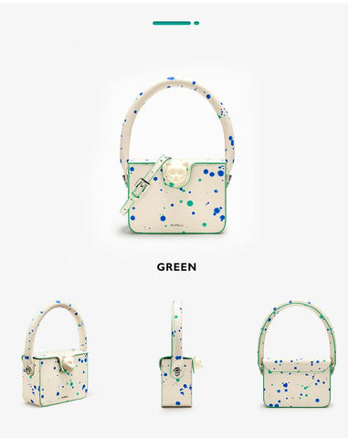 Exquisite Stylish Speckled 100% Genuine Leather Boxy Hand+Shoulder Bag