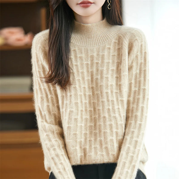 Elegant Baby Soft 100% Merino Wool Half Turtle Neck Pullover Sweater