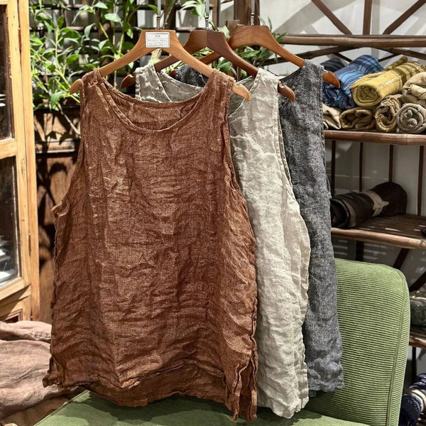 Vintage Preshrunk Roomy Breathable Ramie Tank Tops - Wigging It Etc