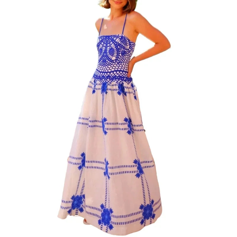 Exquisite 100% Linen Print Uptown A-Line MAXI Dress|Gown size
