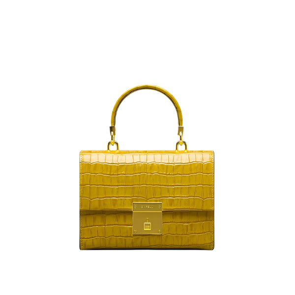 High-End Luxury Crocodile Grain Genuine Leather Top Handle Shoulder Bag