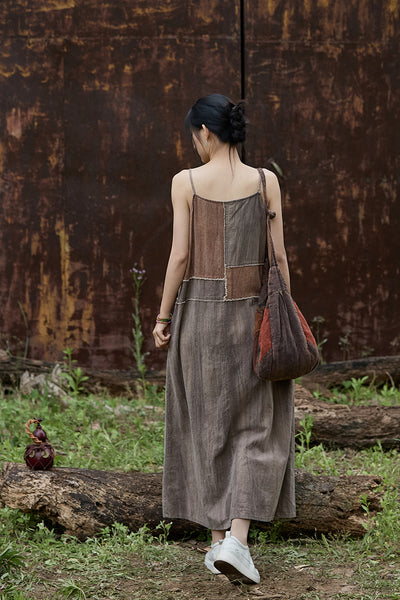 Ultra Comfy Breathable Ramie + Cotton Patchwork A-Line MAXI Sundress