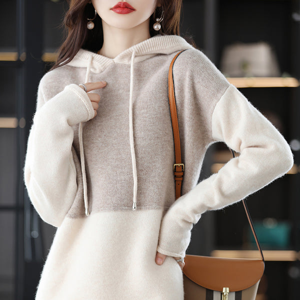 Opulent Densely Knit 100% Merino Hooded Sweatshirt+Palazzo Pants Set