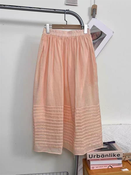Elegant Upscale Ruched A-Line Ramie Linen MAXI Skirt