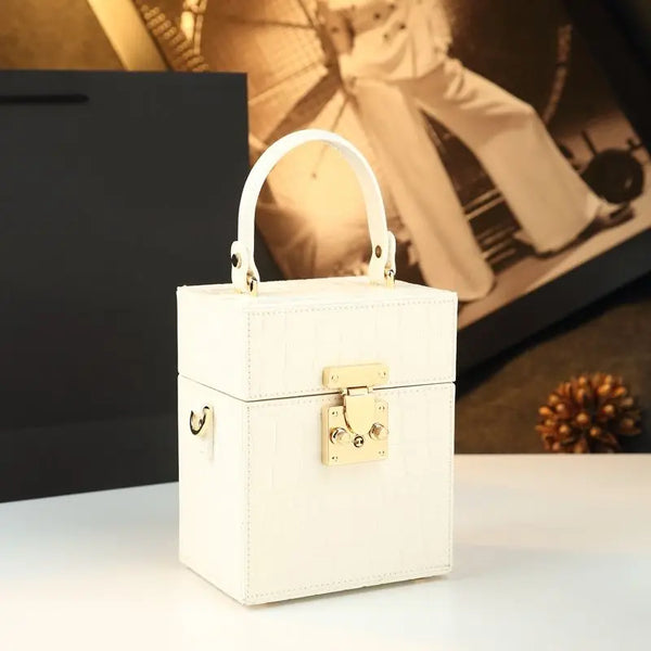 Quaint Retro Lock Box Square Bag Chain Shoulder Crossbody Bag