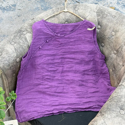 Exotic Vintage Breathable Hypoallergenic Cotton Linen Tank Top