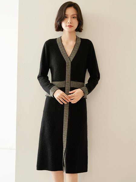 Vintage Luxury 100% Premium Cashmere MIDI Winter Sweater Dress