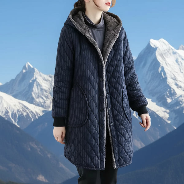 Thick Full Size Super Warm Hooded Cotton Blend Quilted Winter Parka