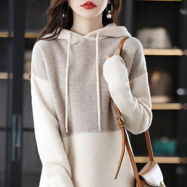 Opulent Densely Knit 100% Merino Hooded Sweatshirt+Palazzo Pants Set