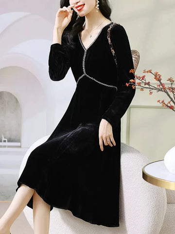 Elegant + Luxurious 100% Pure Silk + Velvet Party Dress