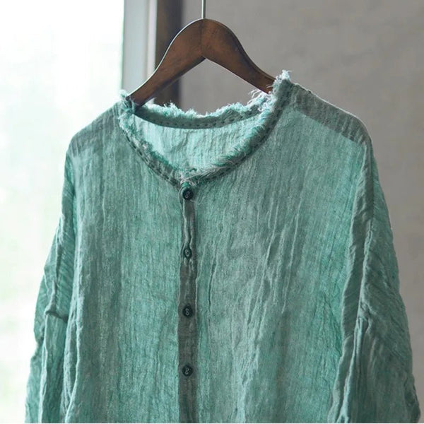 100% Linen Breathable Cooling Long Sleeved Shirt - Wigging It Etc