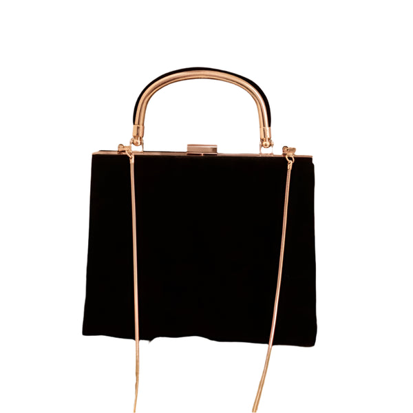 Glamorous Retro Top Handle Velvet Clutch + Shoulder Bag