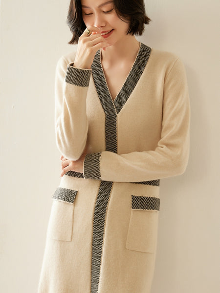 Vintage Luxury 100% Premium Cashmere MIDI Winter Sweater Dress