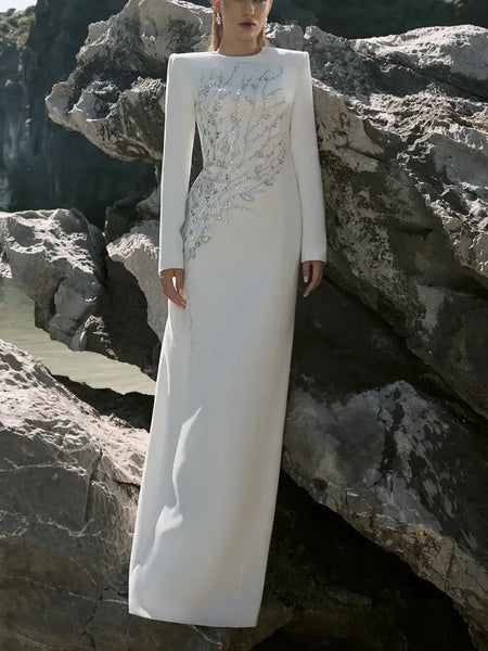 Exquisite Cotton Blend Beaded A-Line Special Occasion MAXI Gown