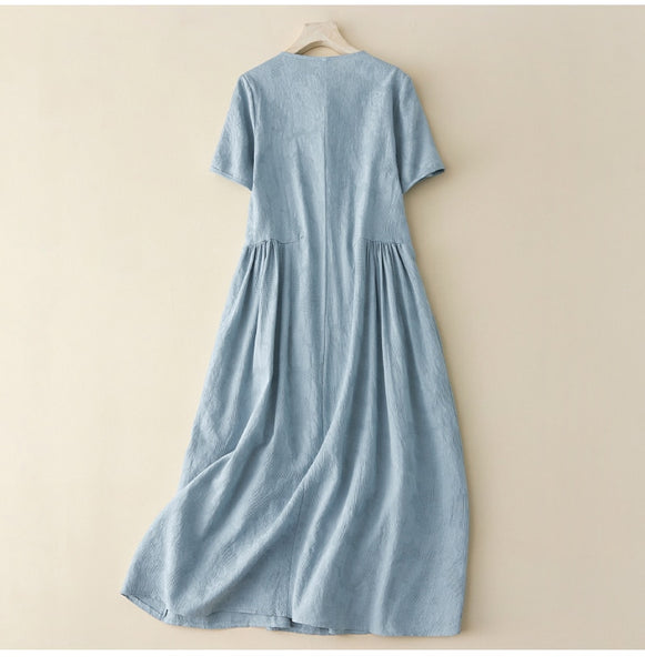 Vintage Embossed Cotton Linen Dress
