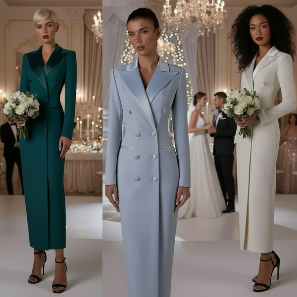 Customizable High Society Notched Double Breasted MAXI Coat Dress