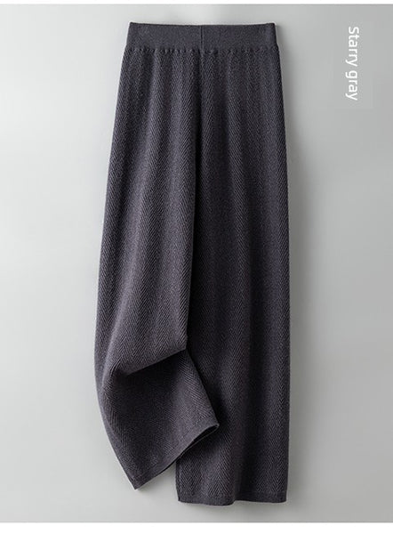 Ultra Soft 100% Australian Merino Wool Herringbone Palazzo Pants - Wigging It Etc