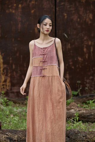 Ultra Comfy Breathable Ramie + Cotton Patchwork A-Line MAXI Sundress