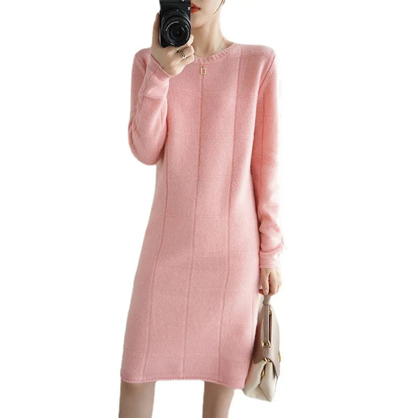 100% Pure Merino Wool Casual Knit Dress