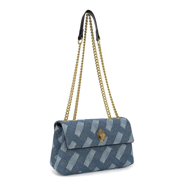 KURT GEIGER LONDON Elegant Retro Square Denim Chain Strap MINI Bag 