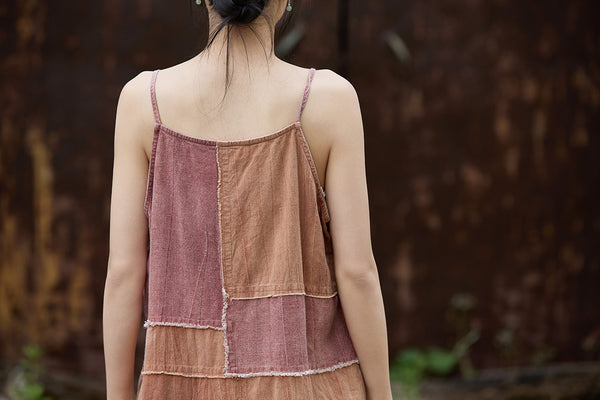 Ultra Comfy Breathable Ramie + Cotton Patchwork A-Line MAXI Sundress