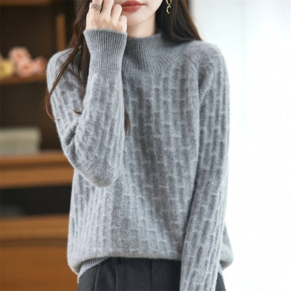 Elegant Baby Soft 100% Merino Wool Half Turtle Neck Pullover Sweater