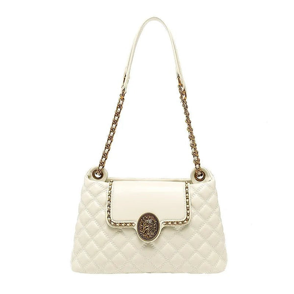 Stylish Quilted Satchel Shaped Luxury Chain Shoulder Bag - Wigging It Etc