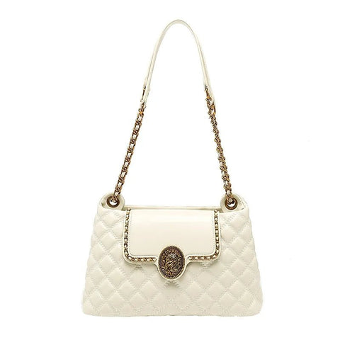 Stylish Quilted Satchel Shaped Luxury Chain Shoulder Bag - Wigging It Etc
