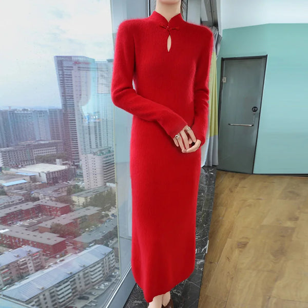 Vintage Elegant Fluffy Soft A-Line 100% Mink Cashmere MAXI Dress!