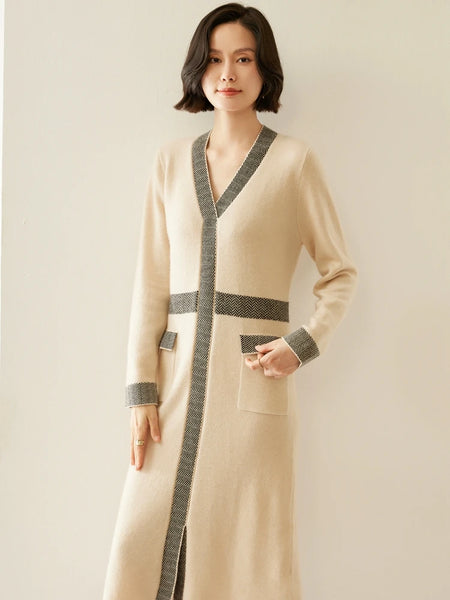 Vintage Luxury 100% Premium Cashmere MIDI Winter Sweater Dress