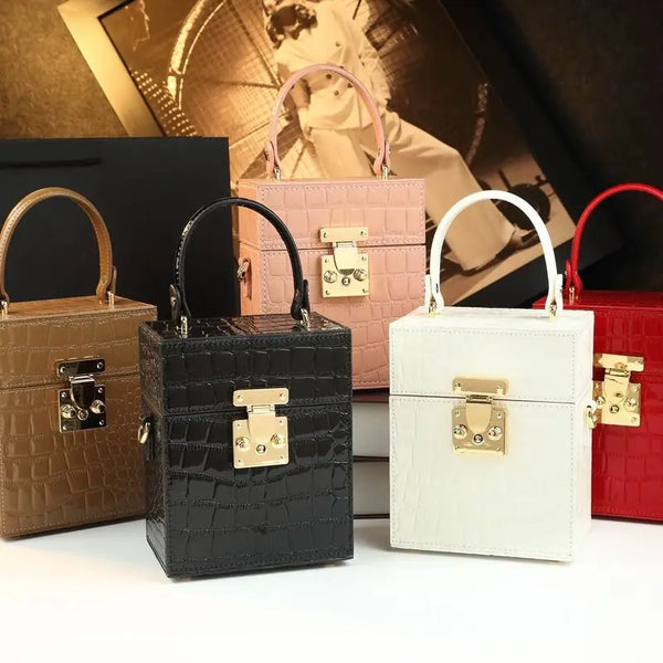 Quaint Retro Lock Box Square Bag Chain Shoulder Crossbody Bag